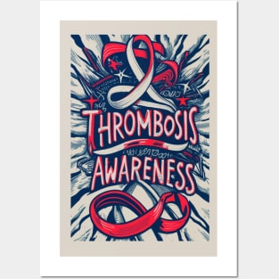 Thrombosis Awareness Ribbon Retro Background Posters and Art